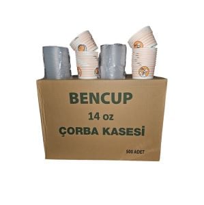 Bencup 14 Oz Karton Çorba Kasesi Kapaklı 500 adet