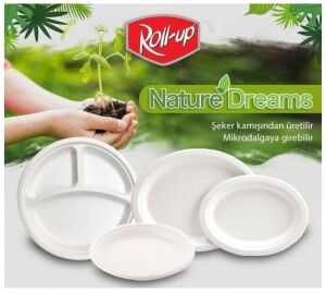 Roll-Up 26 cm 3 Bölmeli Nature Tabak Mikrodalga Uyumlu 50 Adet
