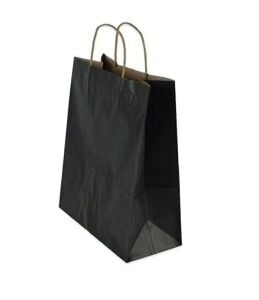 BURGU SAPLI SİYAH KRAFT ÇANTA  12*31*41 CM 25 ADET