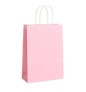 BURGU SAPLI PEMBE KRAFT ÇANTA    8*19*24 CM 25 ADET