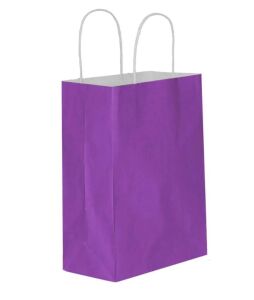 BURGU SAPLI MOR KRAFT ÇANTA  12*25*31 CM 25 ADET