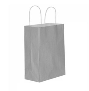 BURGU SAPLI GÜMÜŞ KRAFT ÇANTA    8*19*24 CM 25 ADET