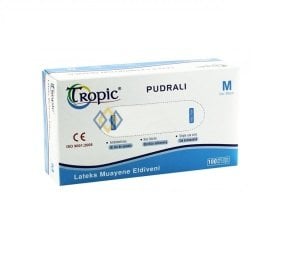 Tropic Pudralı Lateks Orta Boy Muayene Eldiveni  M 100 Adet