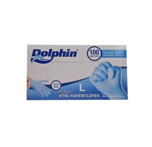Dolphin Nitril Muayene Eldiveni Mavi  L