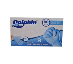 Dolphin Nitril Muayene Eldiveni Mavi  S