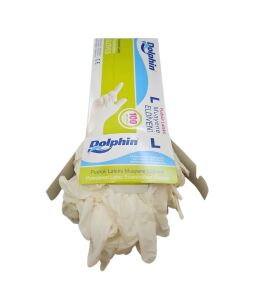 Dolphin Lateks Pudralı Muayene Eldiveni L
