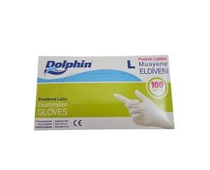 Dolphin Lateks Pudralı Muayene Eldiveni L