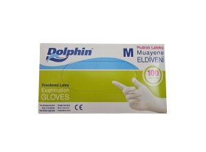 Dolphin Lateks Pudralı Muayene Eldiveni M