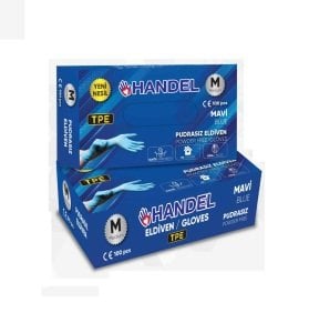 Handel Pudrasız Tpe Eldiven Mavi M 100 adet