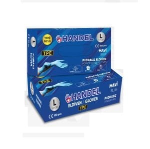 Handel Pudrasız Tpe Eldiven Mavi L 100 adet
