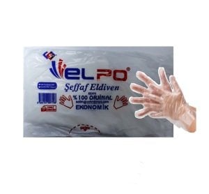Elpo Tek Kullanımlık 60 Gr Şeffaf Eldiven 100 adet