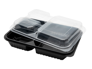 İmka Kebap Kabı Üç Bölme Kapaklı Mikrodalga Fırına Uygun 200 Adet