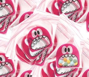 Canavar Baskılı Yapışkan Bantlı OPP Jelatin Torba Pembe 10x15 cm 1000 Adet
