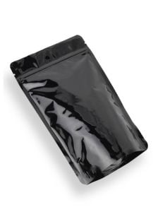 Parlak Siyah Alüminyum Kilitli Doypack 13*22,5*7 10 Adet